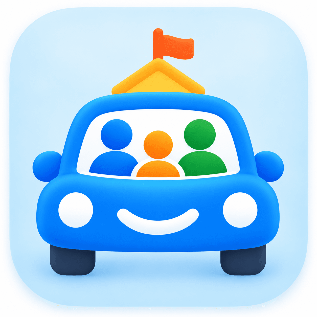 Car with a parent and child